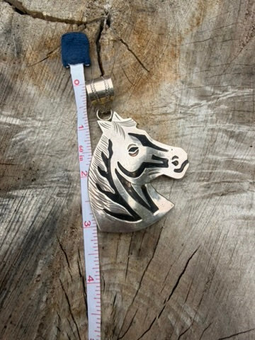 Navajo Made Sterling Silver Horse Head Pendant by Alonzo Mariano