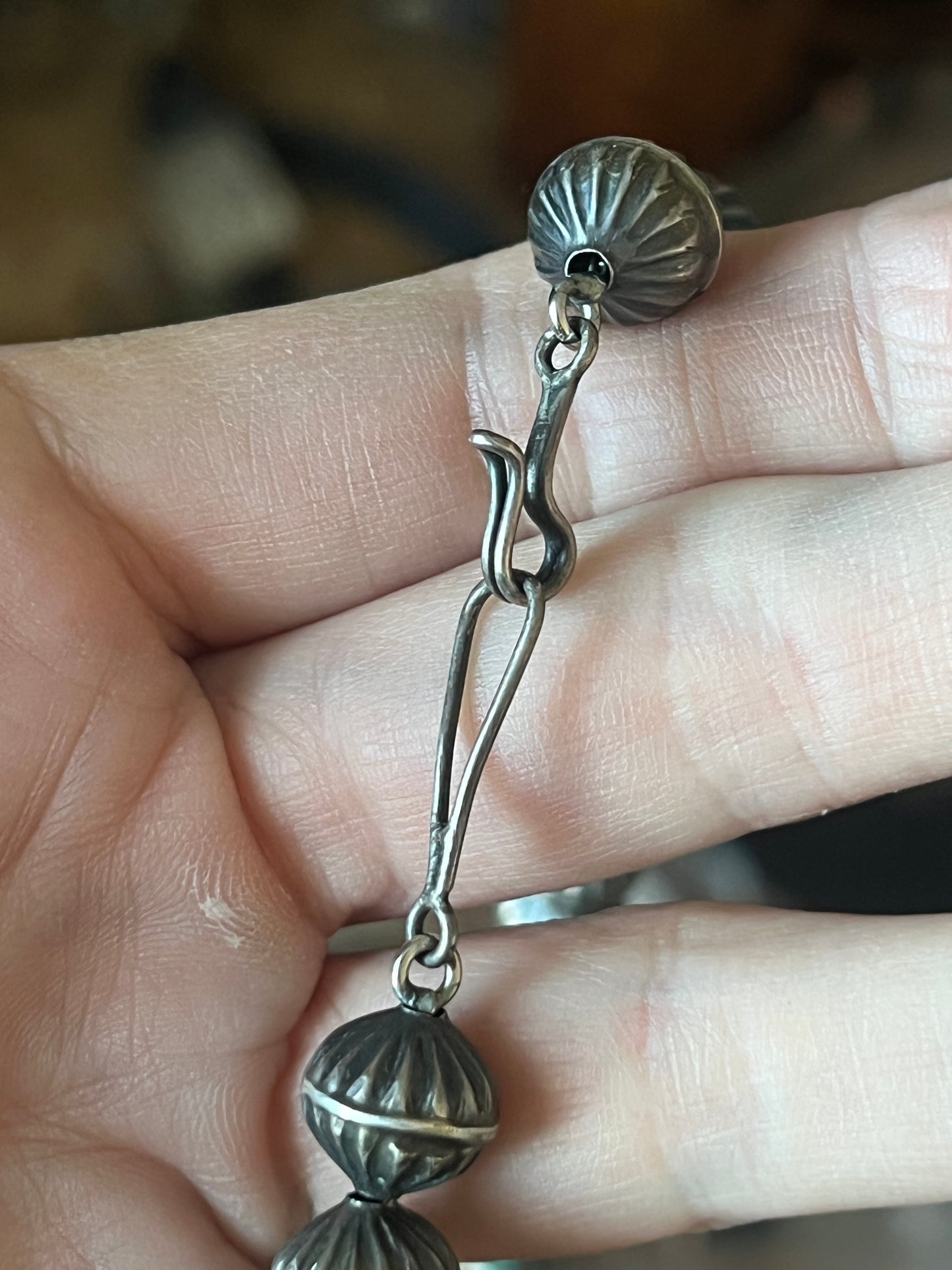 Mid Century Sterling Silver and Turquoise Squash Blossom; Reserved for Leslie B.