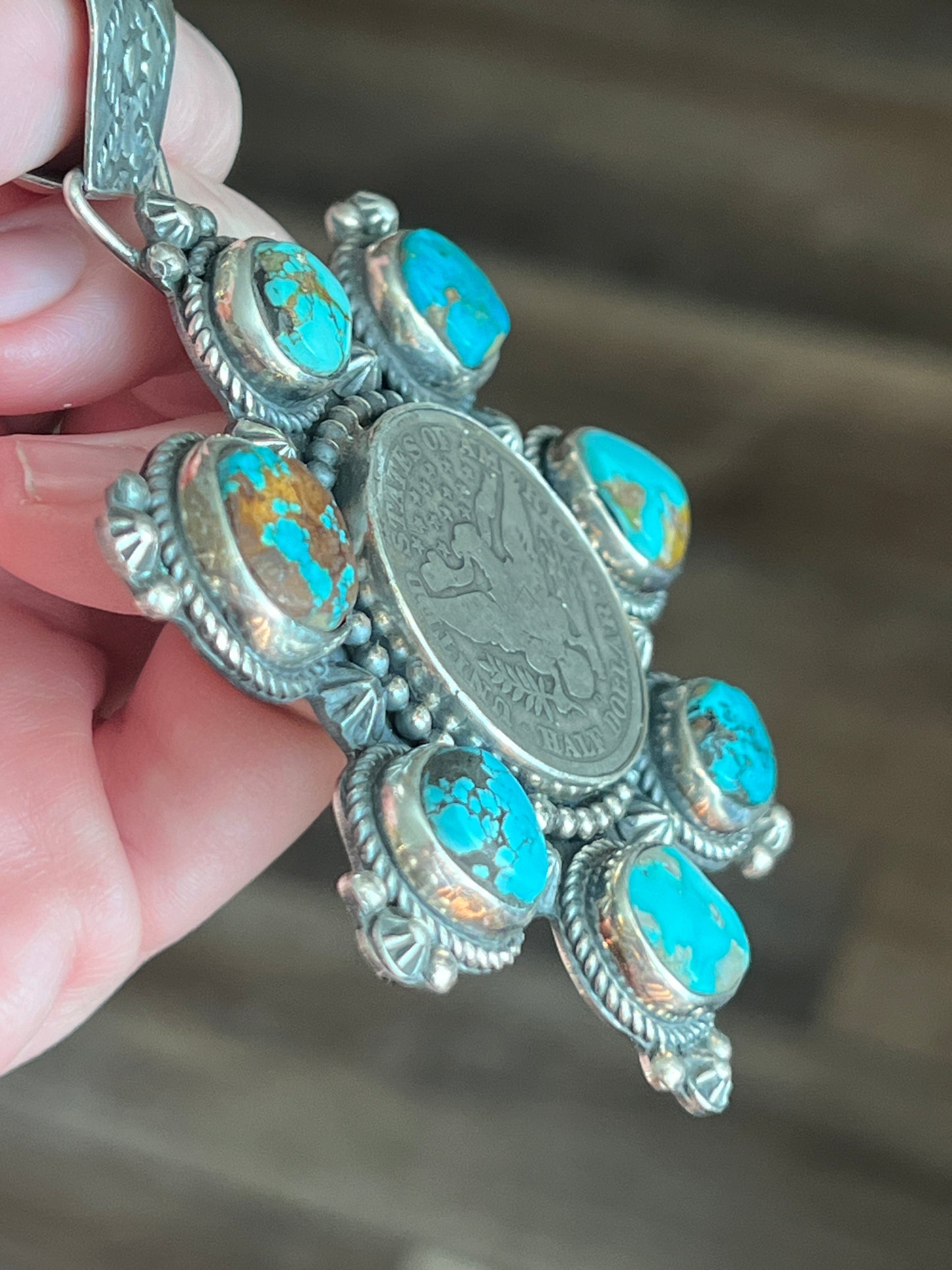 Rosella Paxson Libert Half Dollar Royston Cluster Pendant