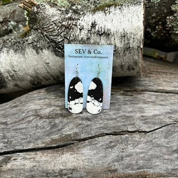 Native Made Sterling Silver and White Buffalo Slab Earrings
