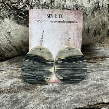 Native Made Sterling Silver and Banded Agate Slab Earrings