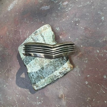 Vintage Navajo Made Sterling Silver V Shape Cuff Bracelet, signed by Tom Hawk