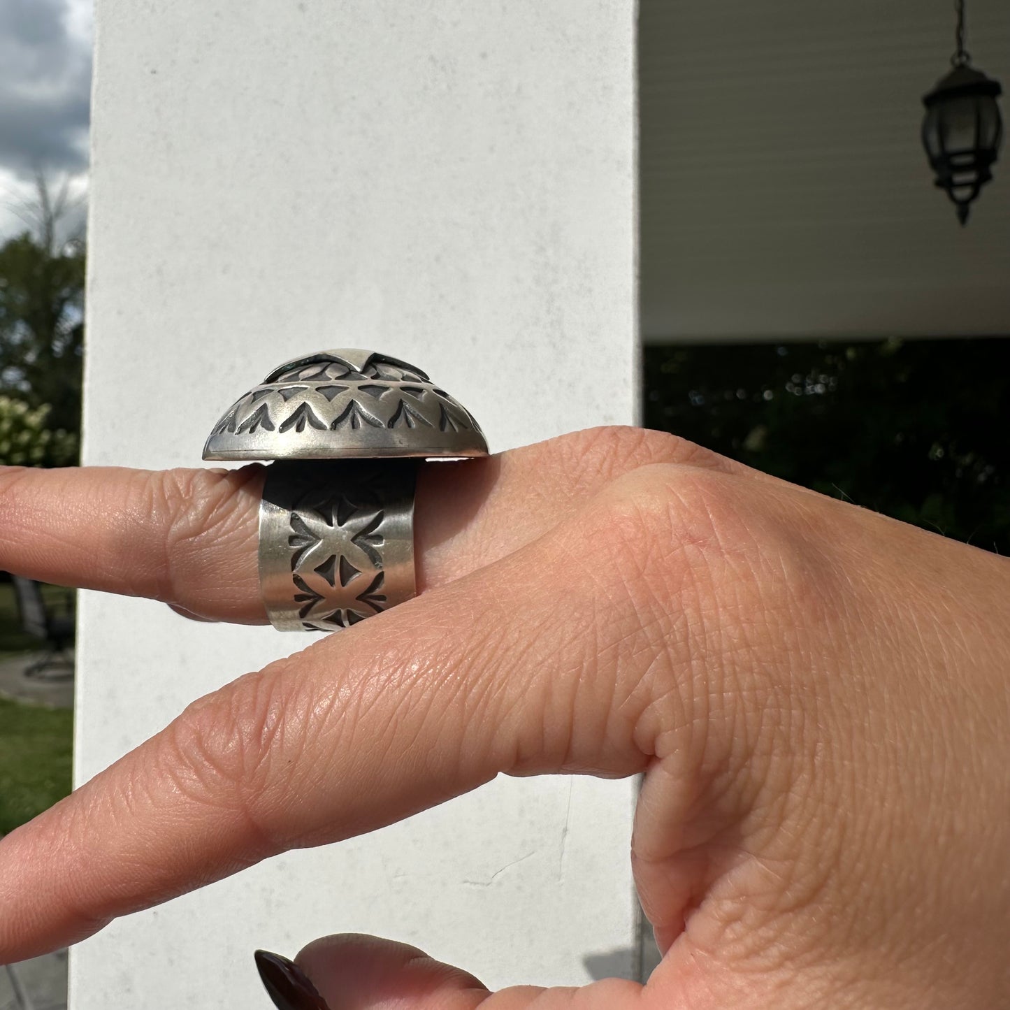 Sterling Silver Domed Star Ring by Navajo Artist, Derrick Cadman