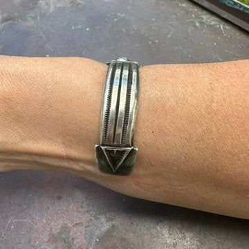 Artisan Made Ingot Silver and Turquoise Cuff Bracelet by Jock Favour