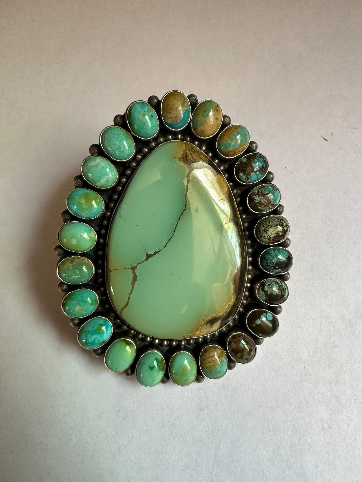 Beautiful Navajo Sterling Silver & Turquoise Statement Ring by Blaine Yellowhorse, Size 7