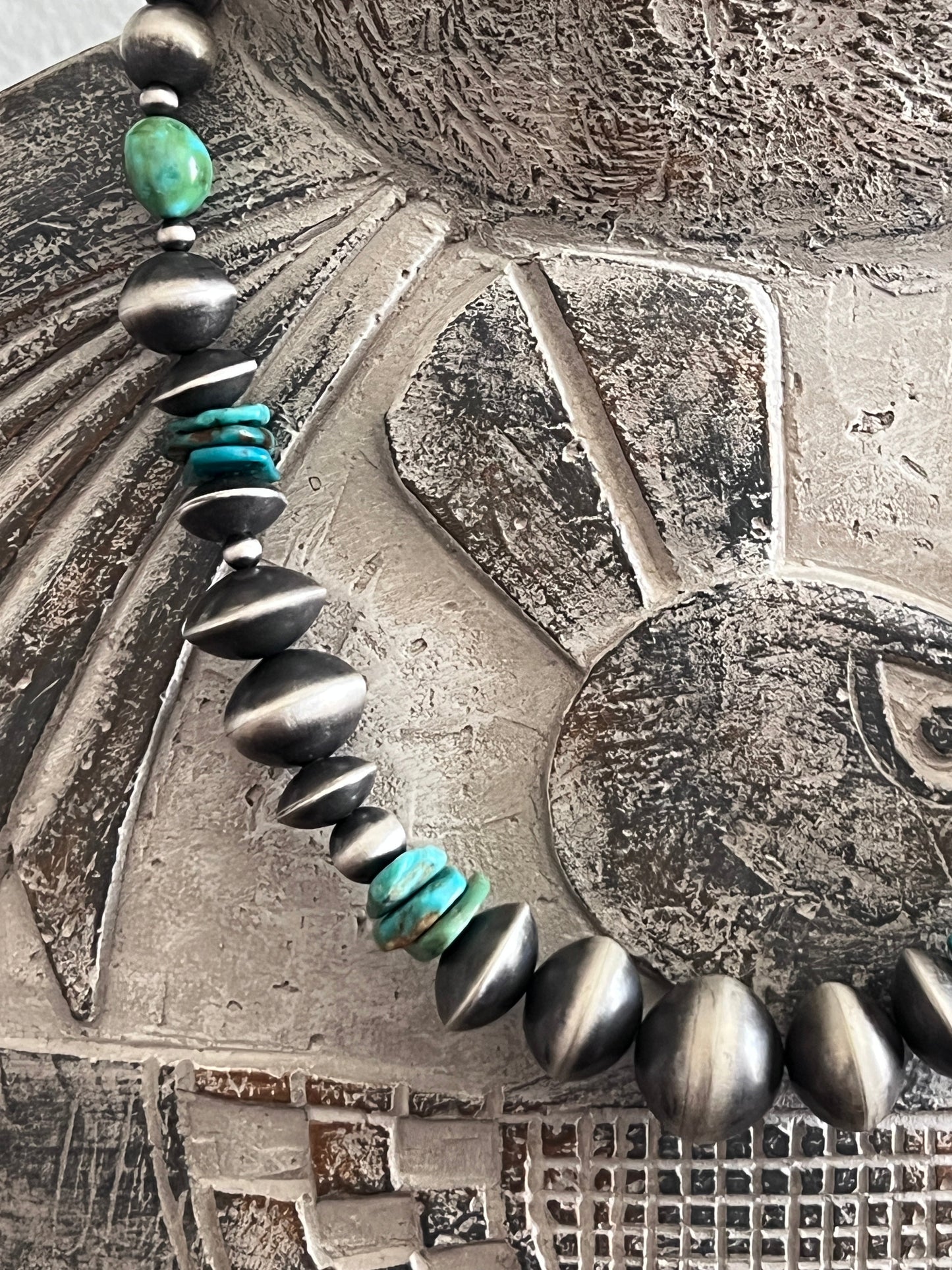 Rose Martin Sterling Silver & Turquoise Single Strand Beaded Necklace, 16 + 1-1/2 inches