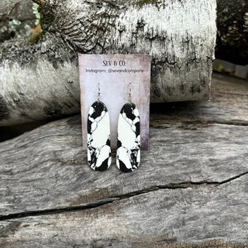 Native Made Sterling Silver and White Buffalo Long Slab Earrings