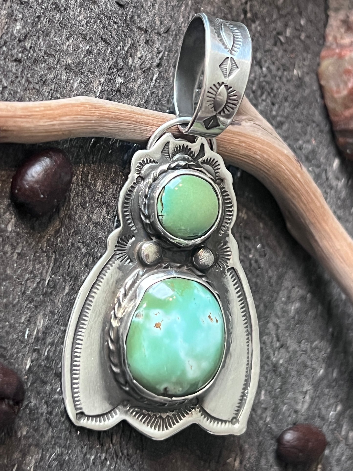 Kimari Somers Sterling Silver and Royston Turquoise Moth Pin/Pendant