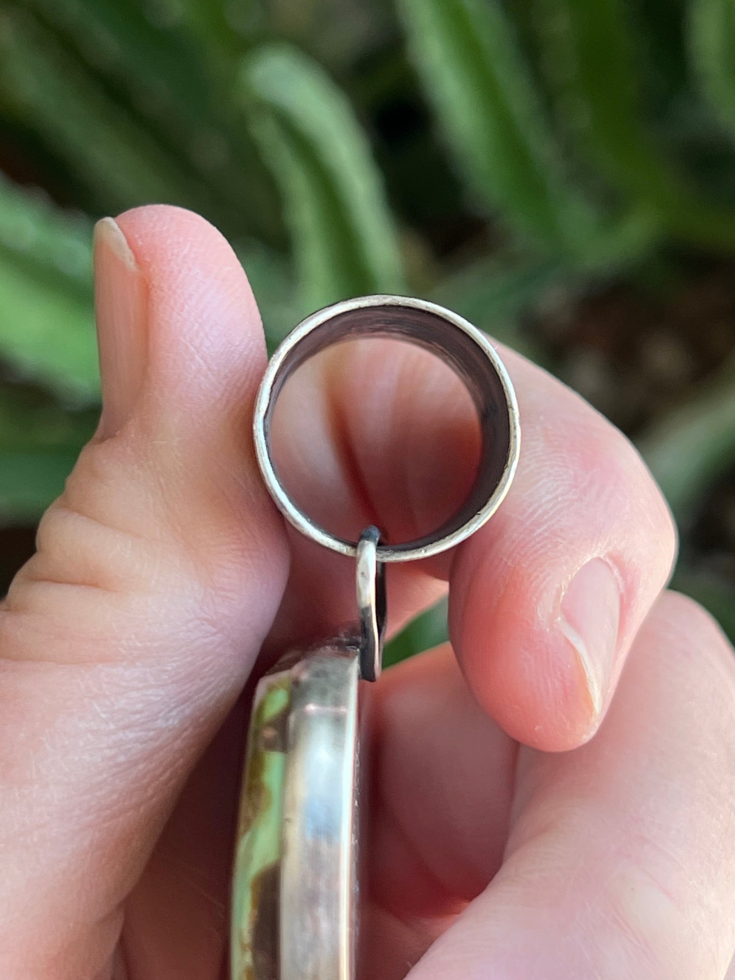 Navajo Sterling Silver and Royston Turquoise Solo Pendant by Angela Martin