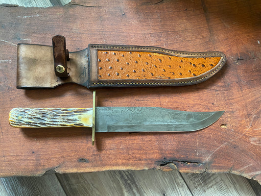 Bear MGC Damascus Bowie Sheath Knife