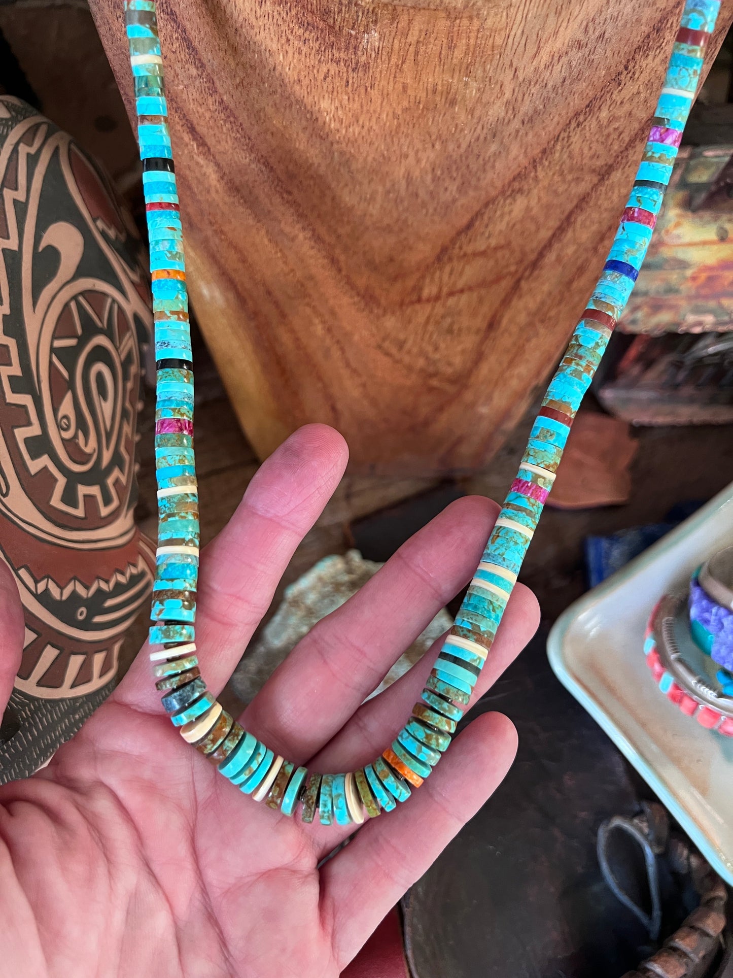 Ronald Chavez Handcrafted Multistone Graduated Heishi Bead Necklace, 24.5 inches