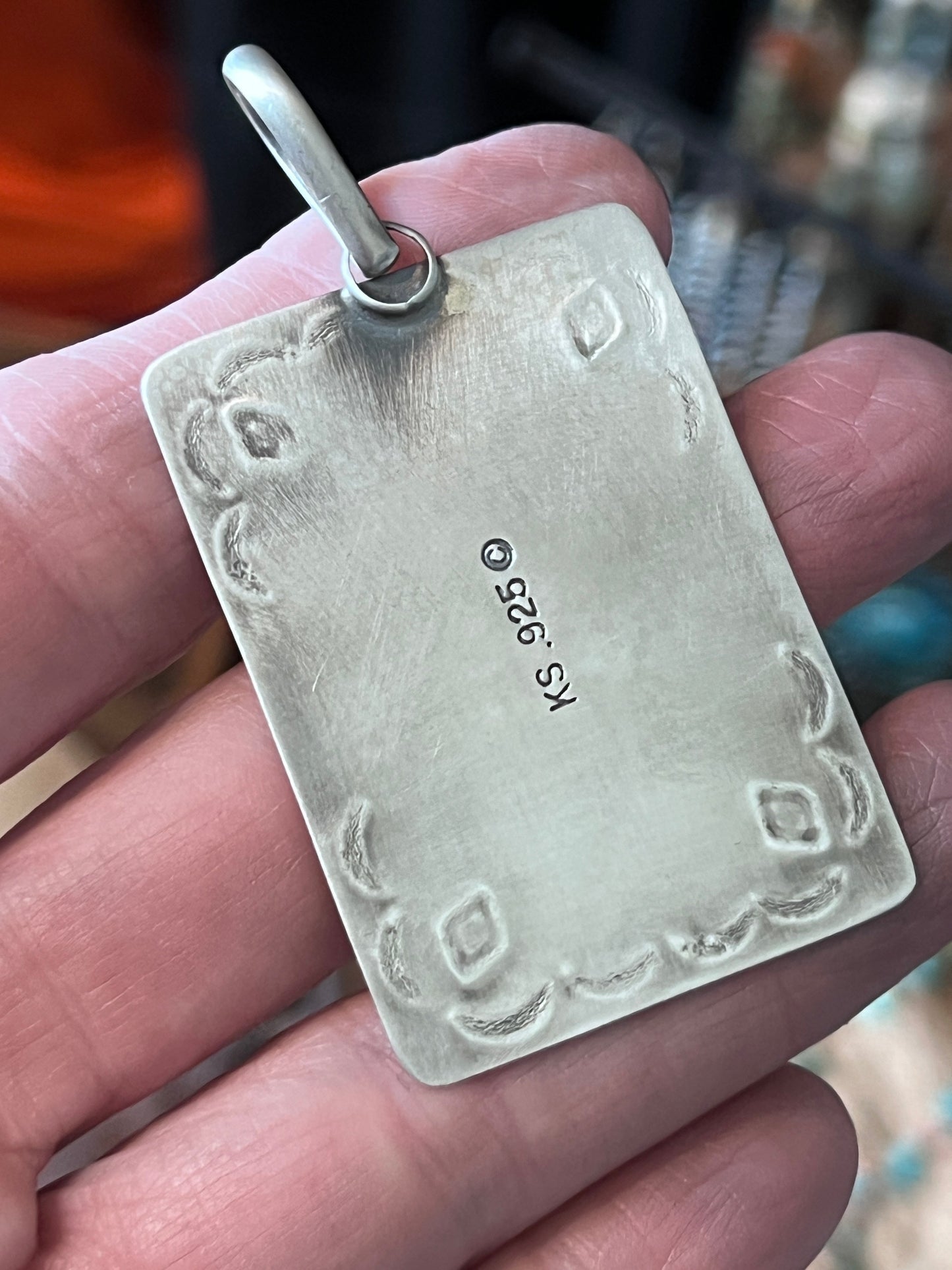 Hand Stamped Sterling Silver Fred Harvey Era Inspired Thunderbird Tag Pendant by Kimari Somers