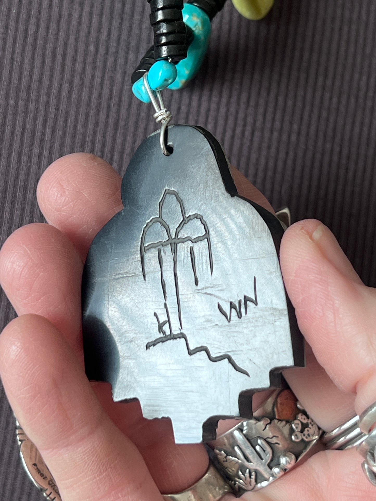 Warren Nieto Sterling Silver and Inlaid Stone Monsoon Cloud Desert Dreamer Necklace