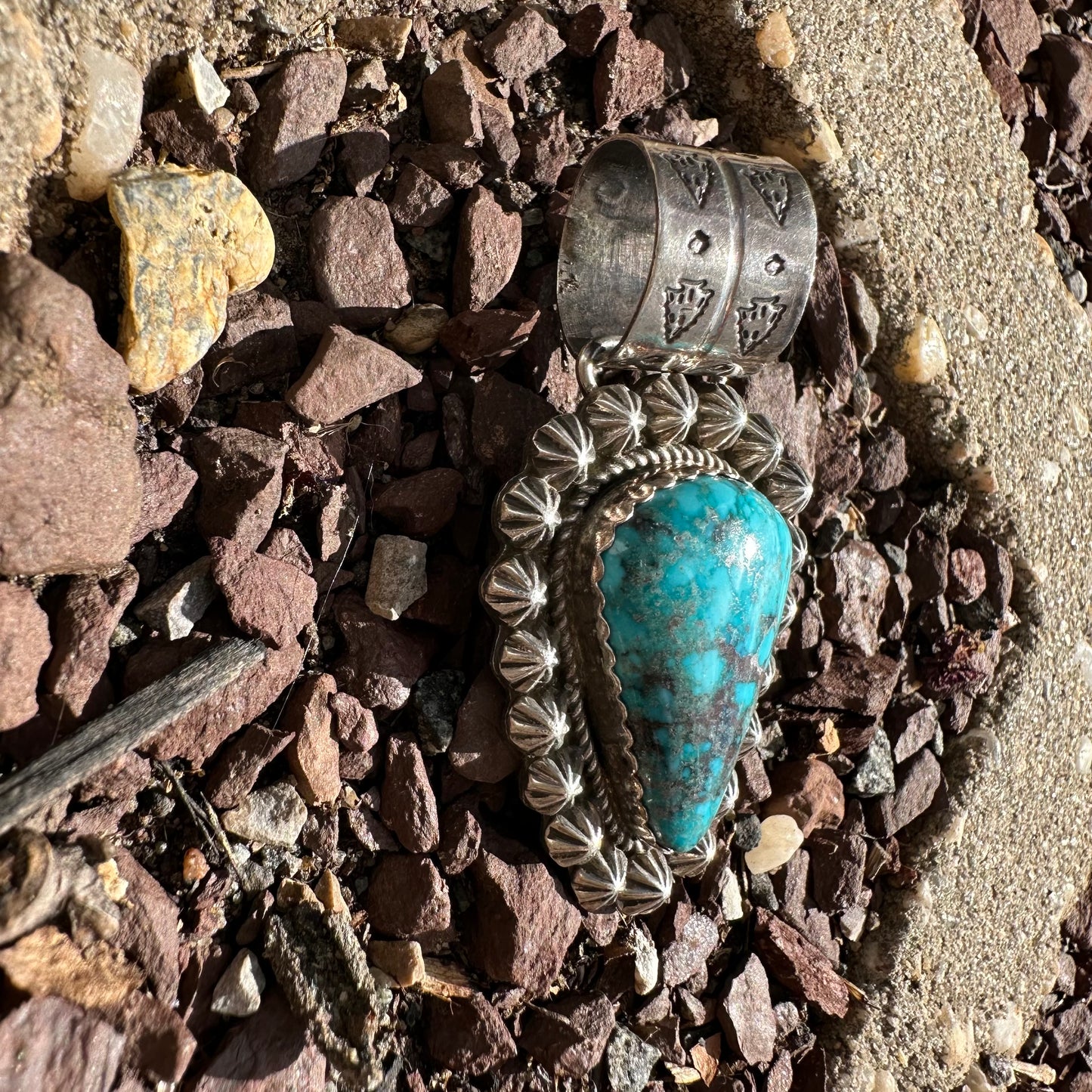 Navajo Made Sterling Silver and Turquoise Pendant by Leigha Cleveland
