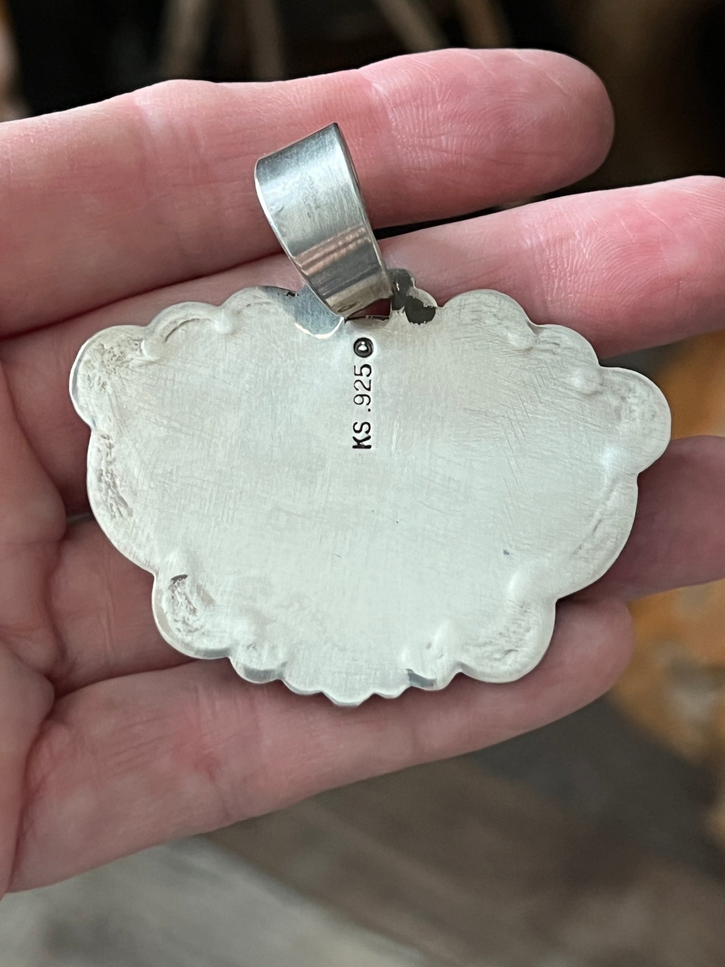 Sterling Silver and Royston Turquoise Pendant by Kimari Somers