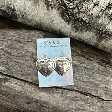 Native Made Sterling Silver Heart Earrings by Raymond Coriz