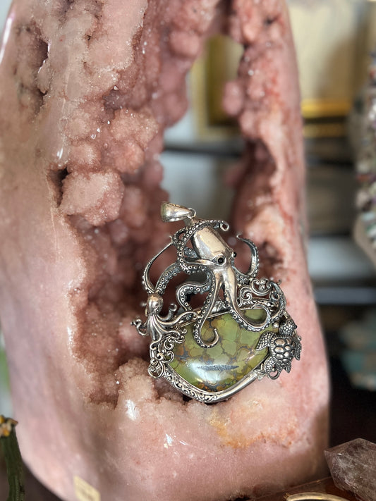 Sterling and Hubei Turquoise Sea Life Pendant