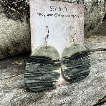Native Made Sterling Silver and Banded Agate Slab Earrings