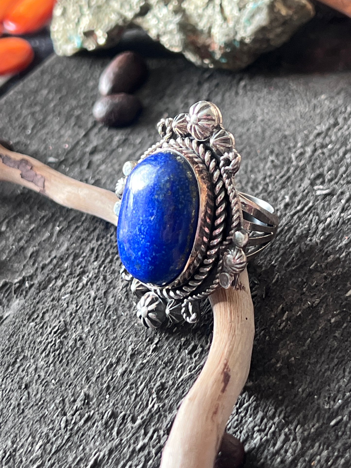 Rosella Paxson Sterling Silver and Lapis Lazuli Single Stone Ring, Size 7-7.5