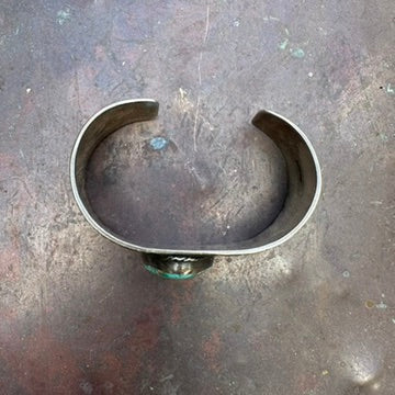 Native Made Sterling Silver and Turquoise Heavy Gauge Cuff Bracelet by Al & Kimari Somers