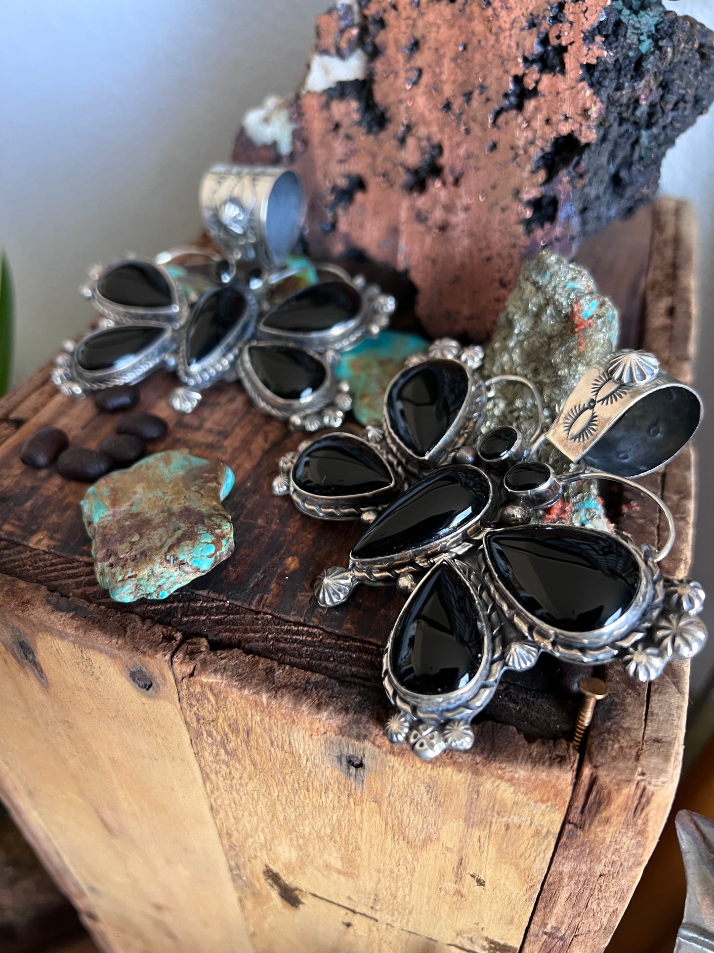 Black Onyx and Sterling Silver Butterfly Pendants by Rosella Paxson