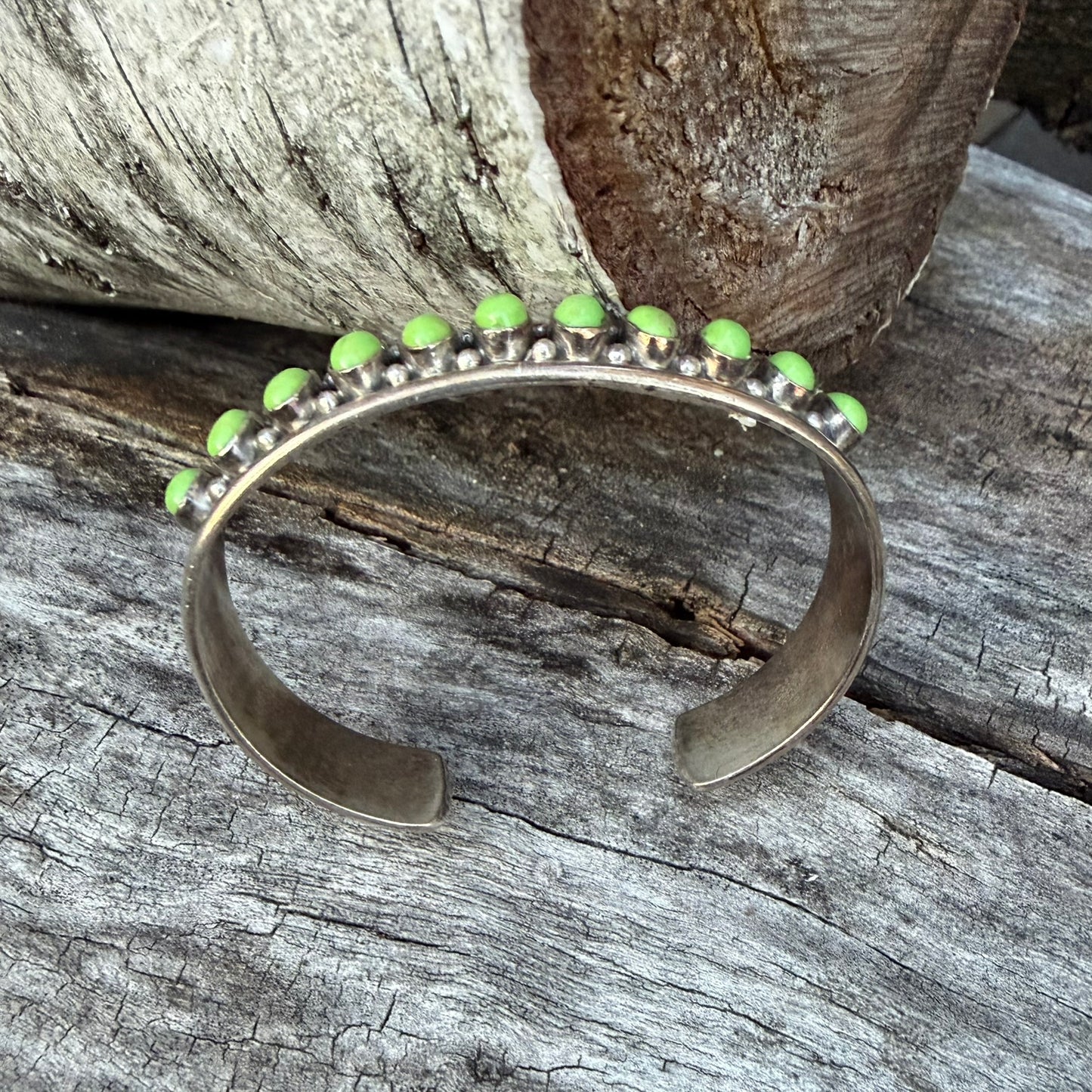 Vintage Sterling Silver and Gaspeite Bracelet Signed M