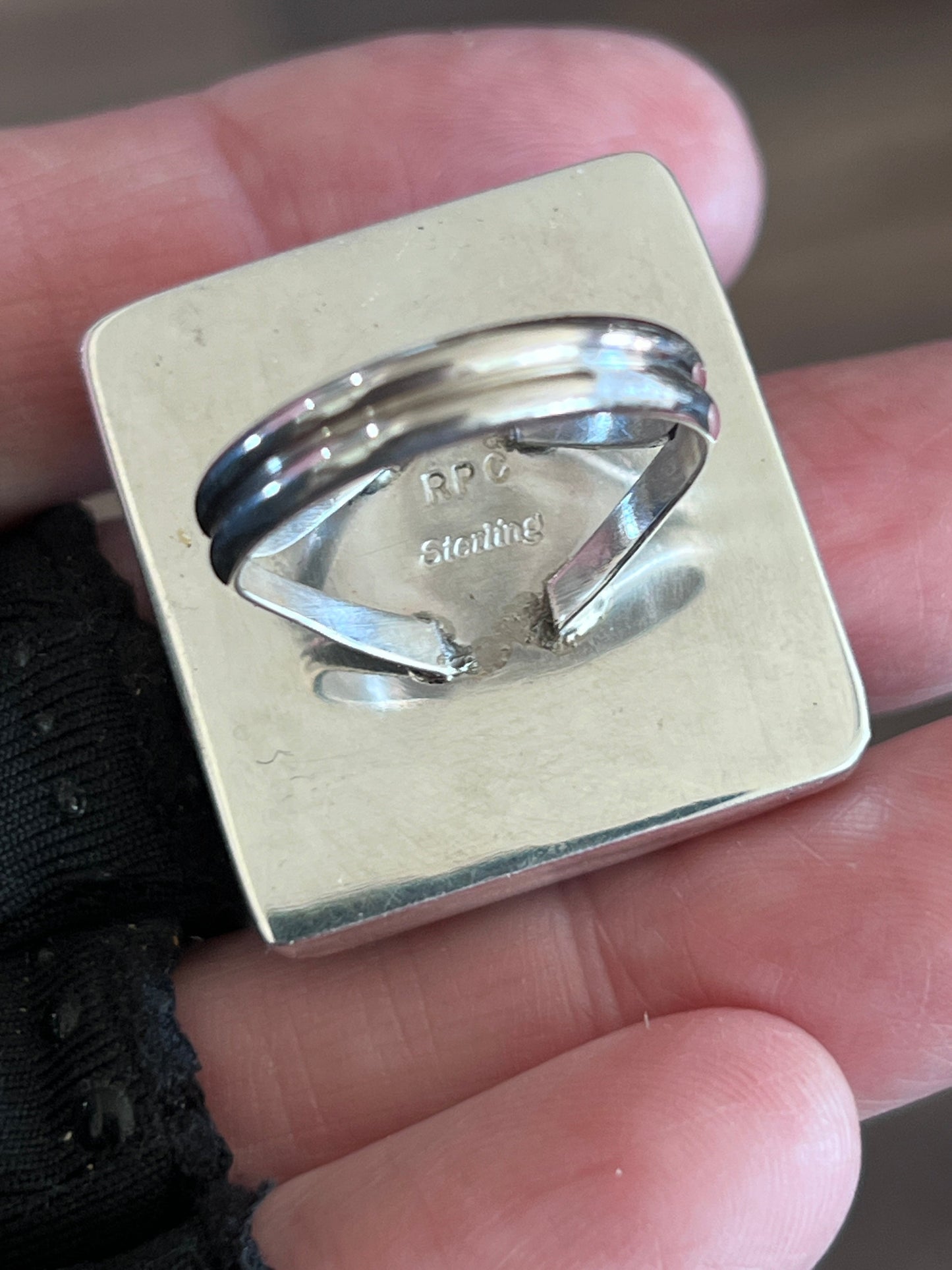 Ronald Chavez Electric Rainbow Sterling Silver Square Mosaic Multistone Ring, Size 9