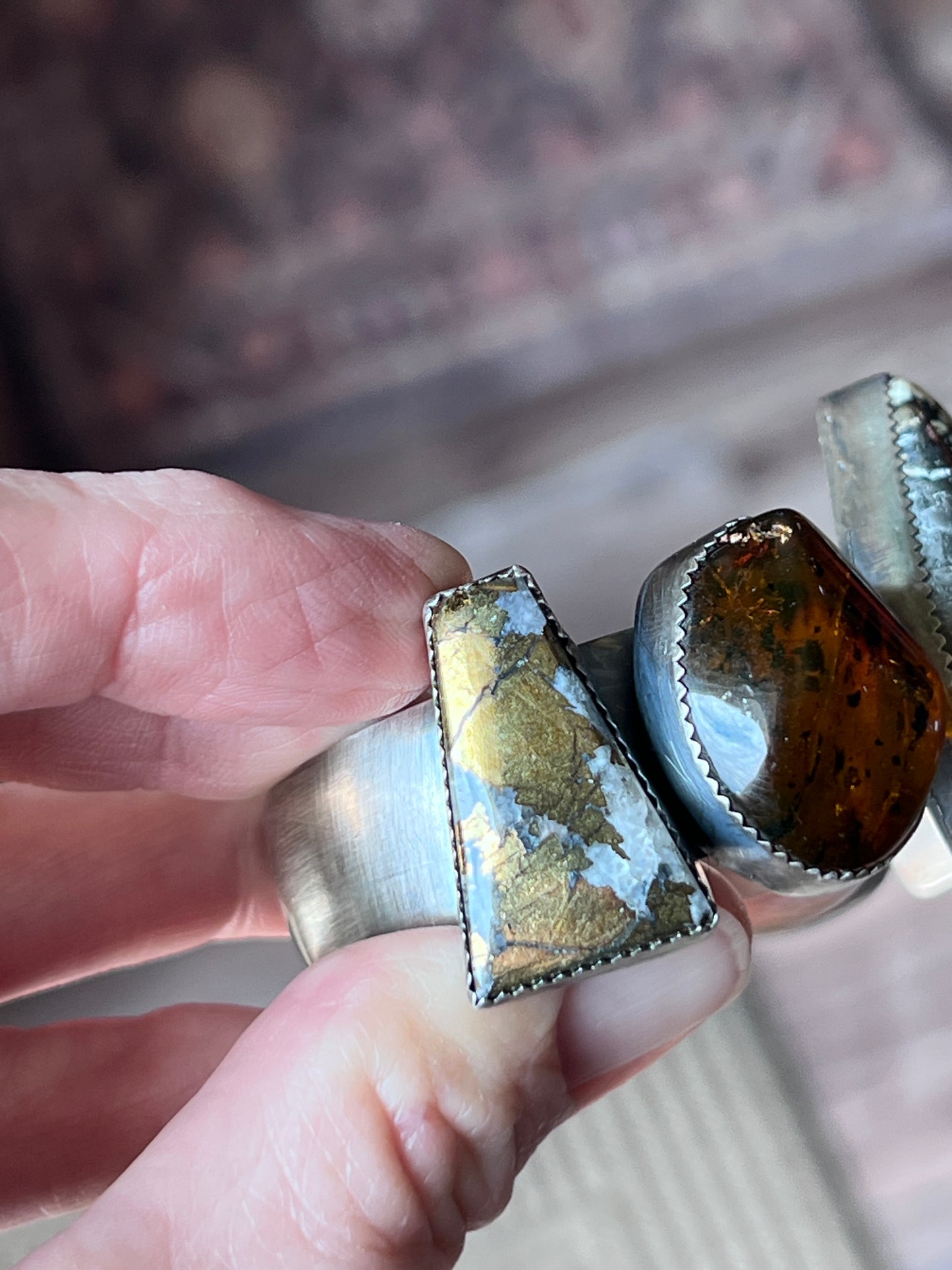 Sterling Silver Rock Collector’s Cuff Bracelet by Isaac Baca