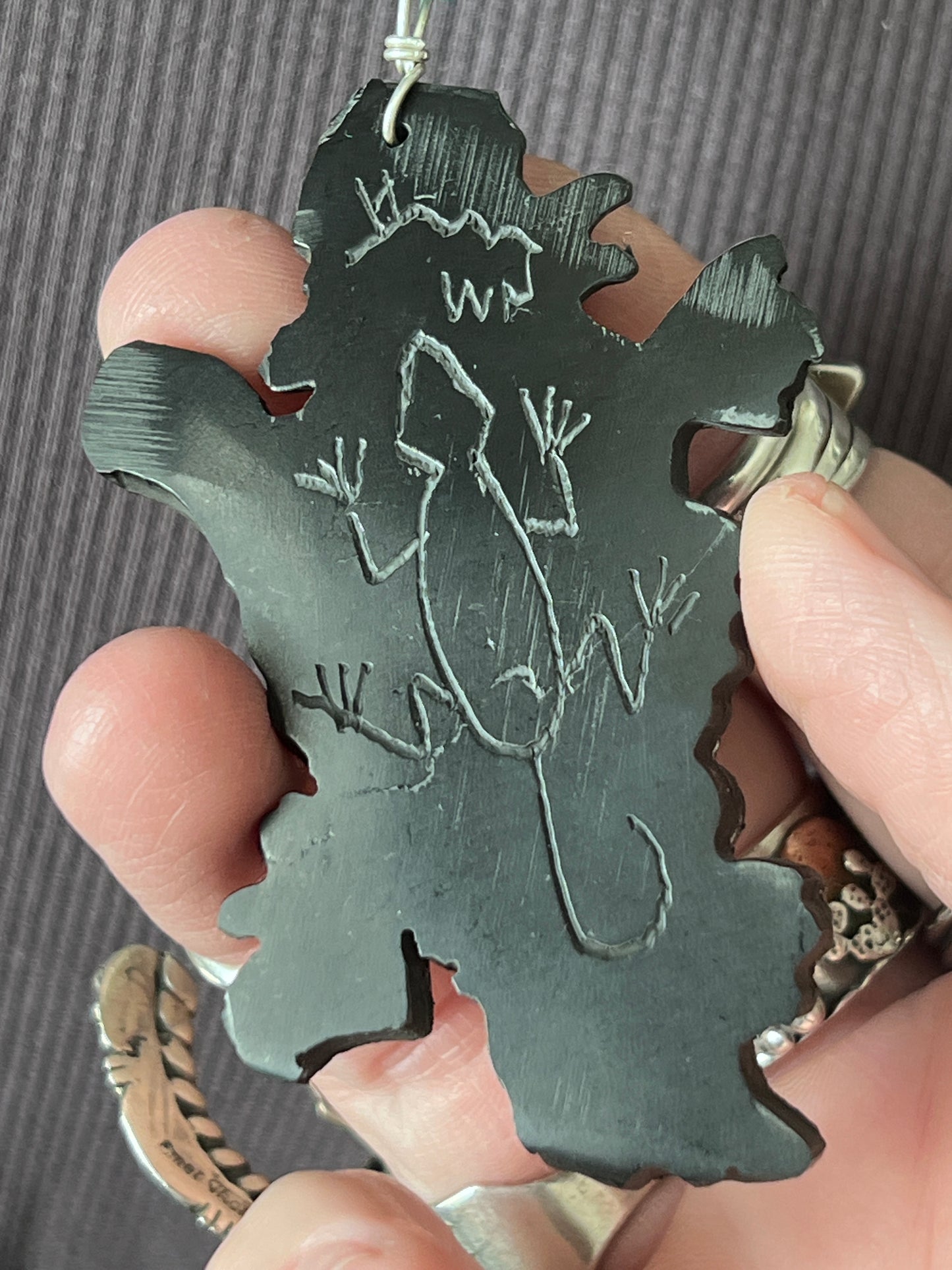 Kewa Made Sterling Silver and Inlaid Stone Horned Toad Desert Dreamer Necklace by Warren Nieto