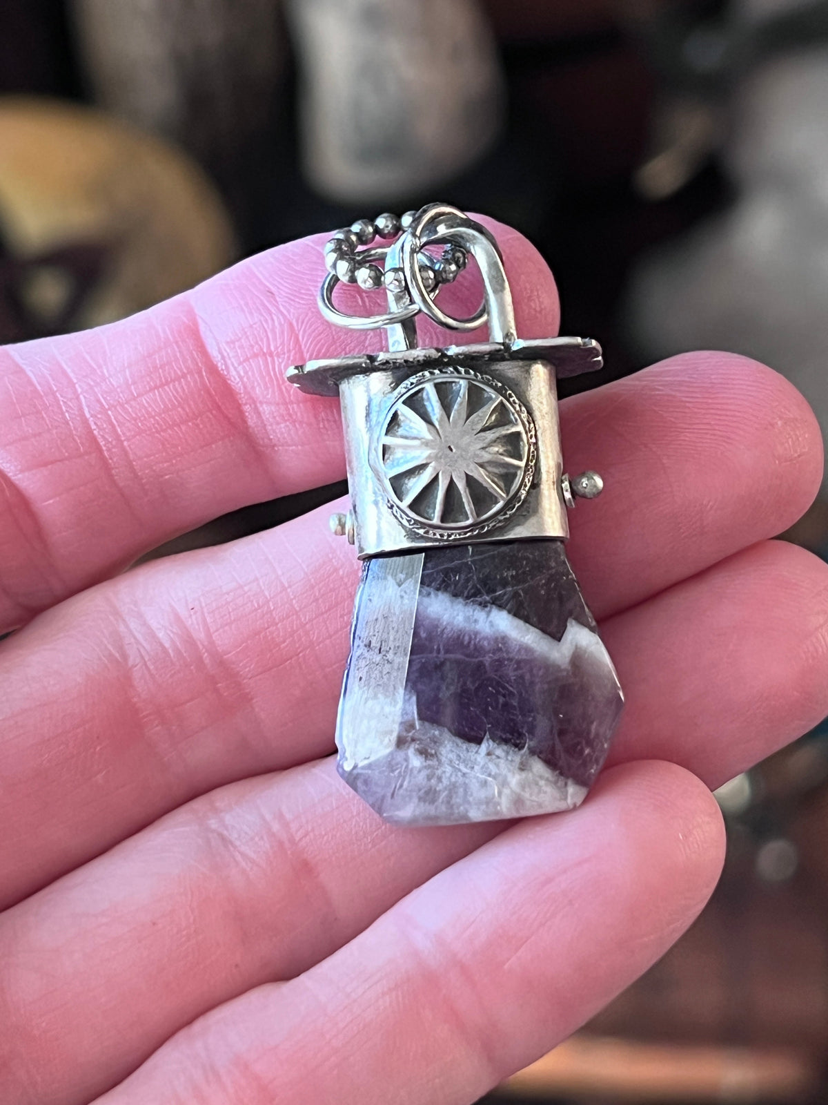 Tularosa Sterling Silver Gem Collector 30” + 2” Beaded Necklace w/ Amethyst Pendant