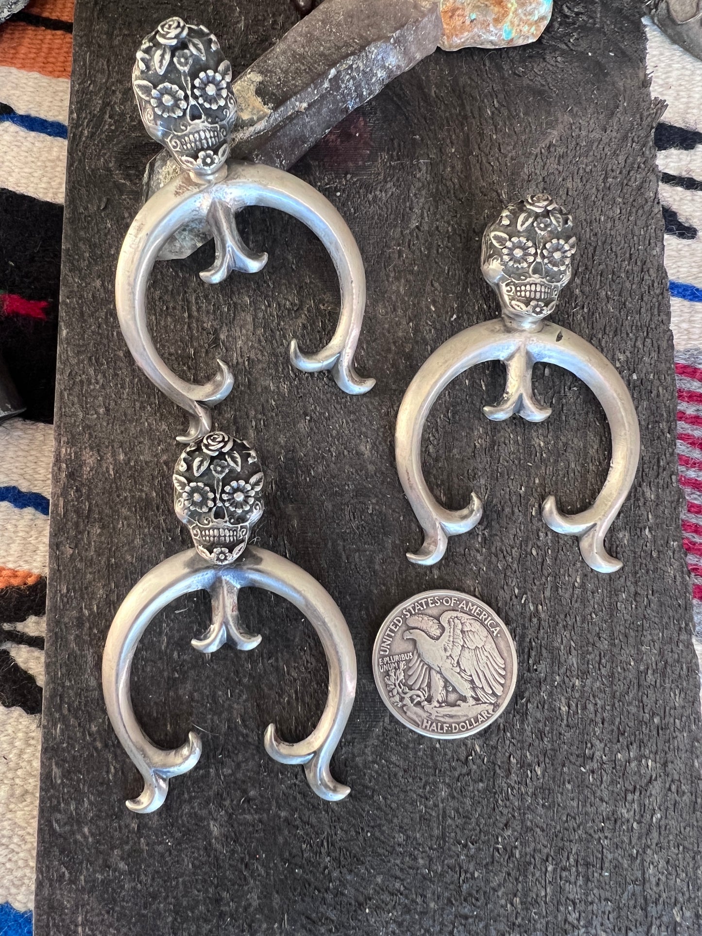 Sterling Silver Sugar Skull Naja Pendants