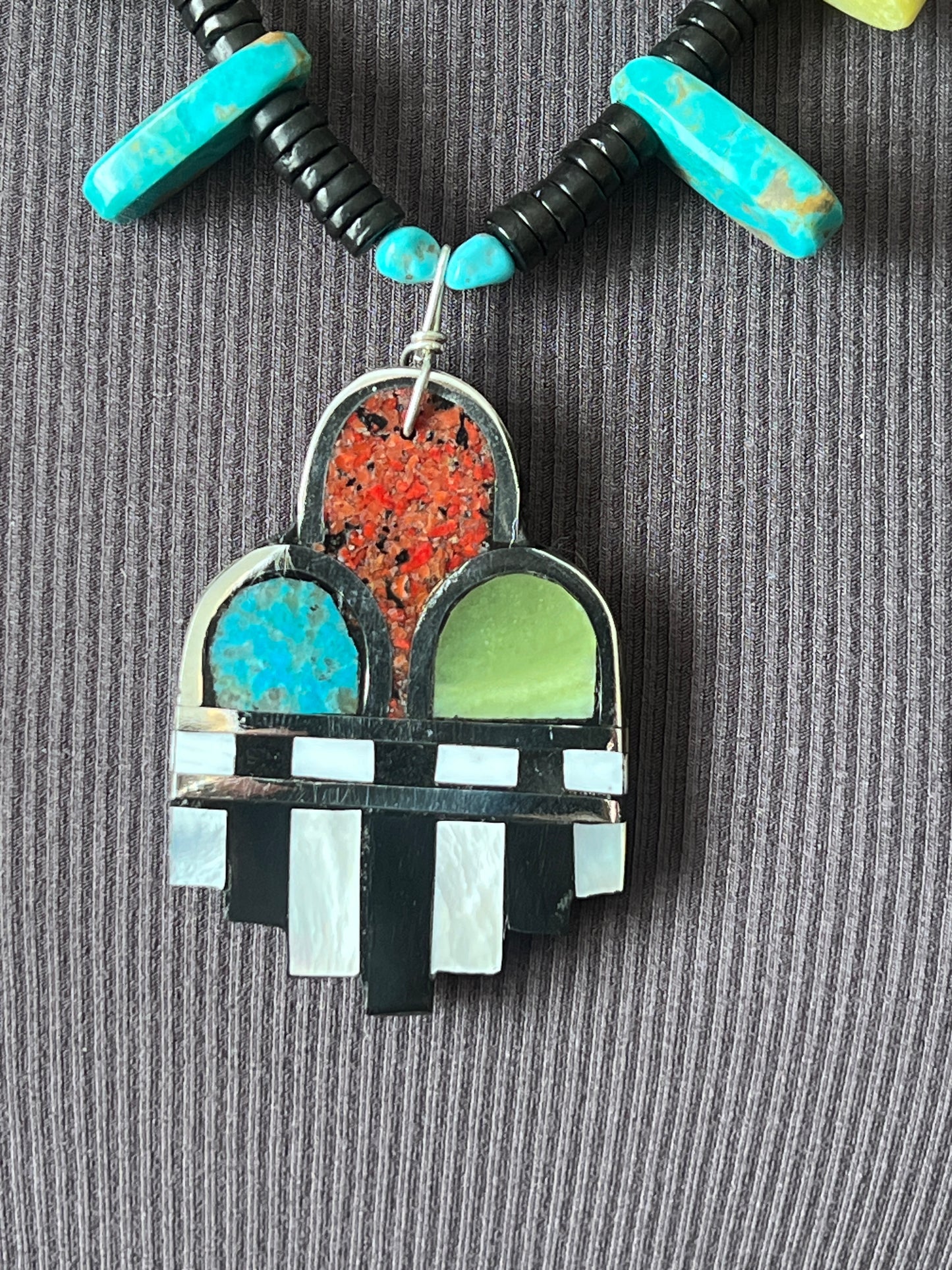 Warren Nieto Sterling Silver and Inlaid Stone Monsoon Cloud Desert Dreamer Necklace