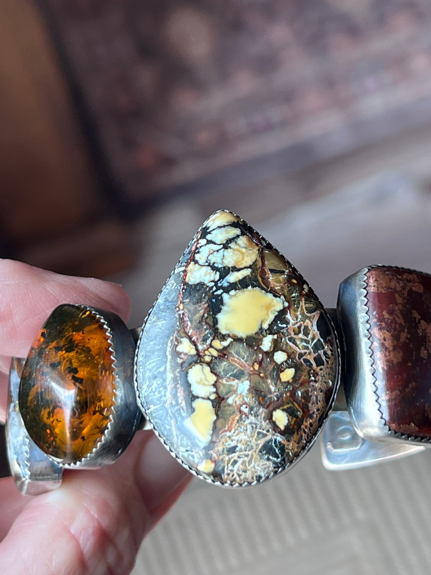 Sterling Silver Rock Collector’s Cuff Bracelet by Isaac Baca
