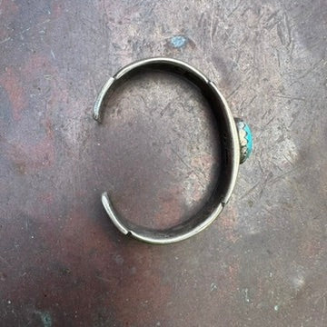 Artisan Made Ingot Silver and Turquoise Cuff Bracelet by Jock Favour