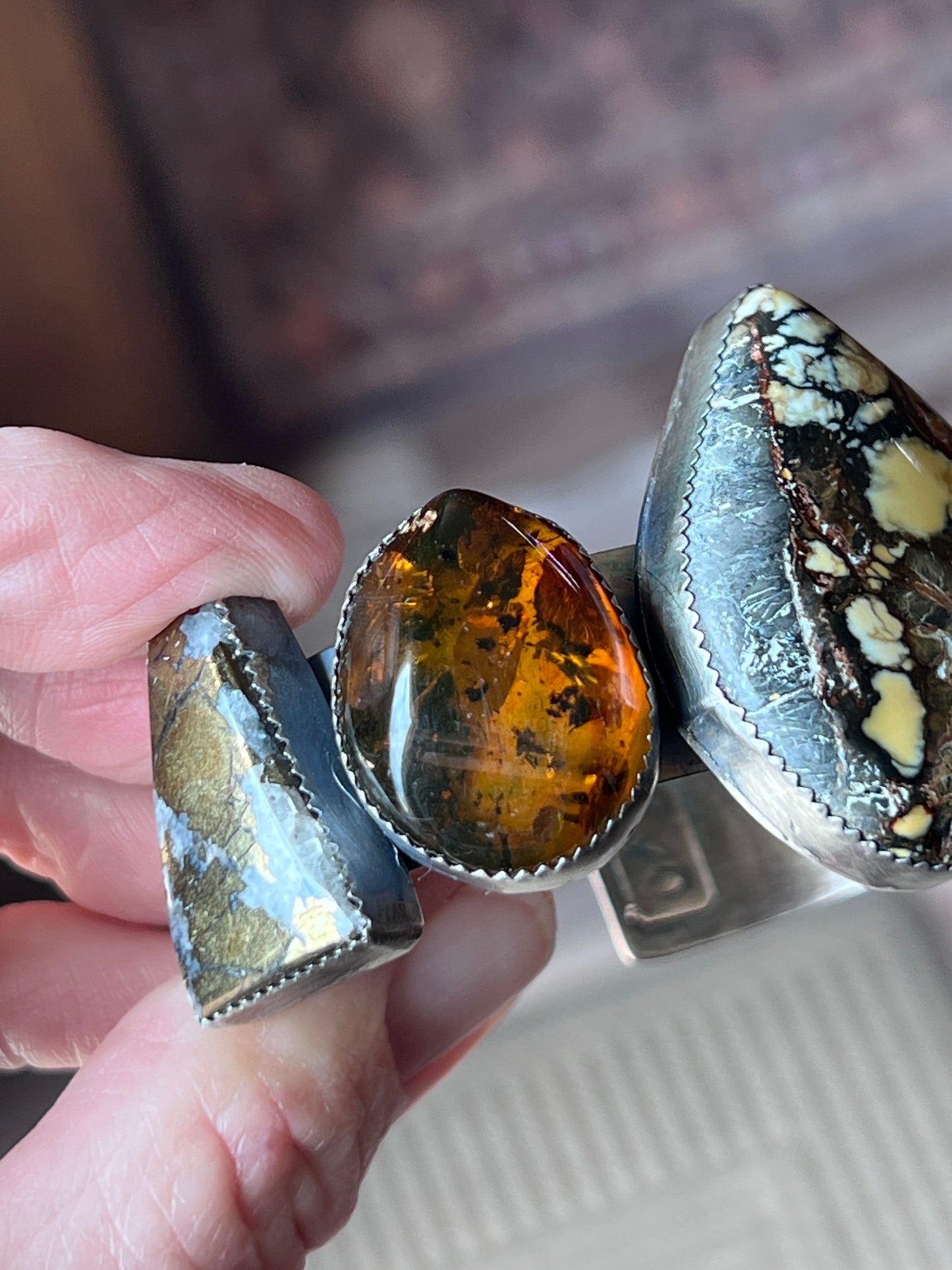 Sterling Silver Rock Collector’s Cuff Bracelet by Isaac Baca