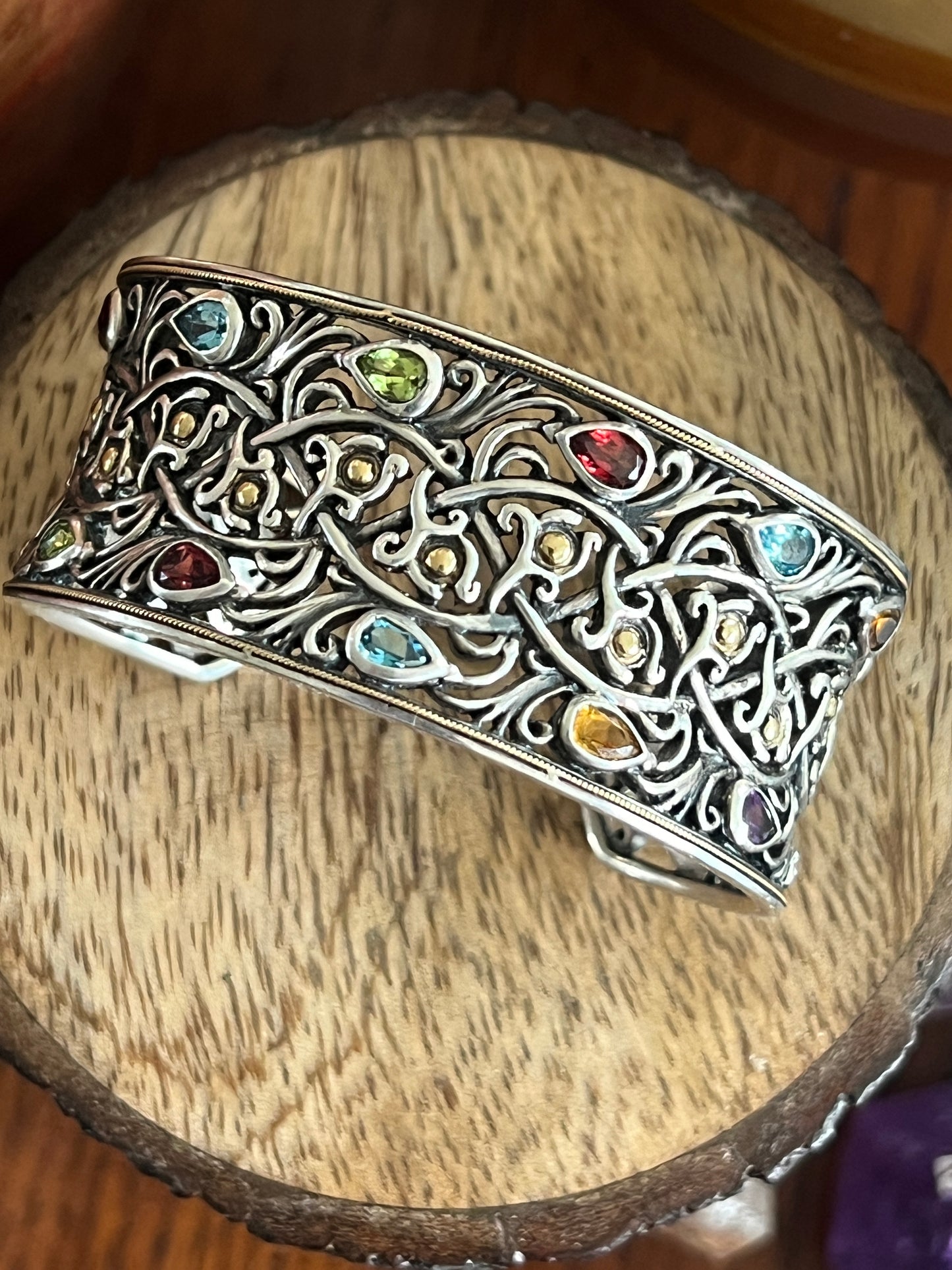 Effy (BH) Sterling, Gemstone and 18kt Gold Accented Cuff Bracelet