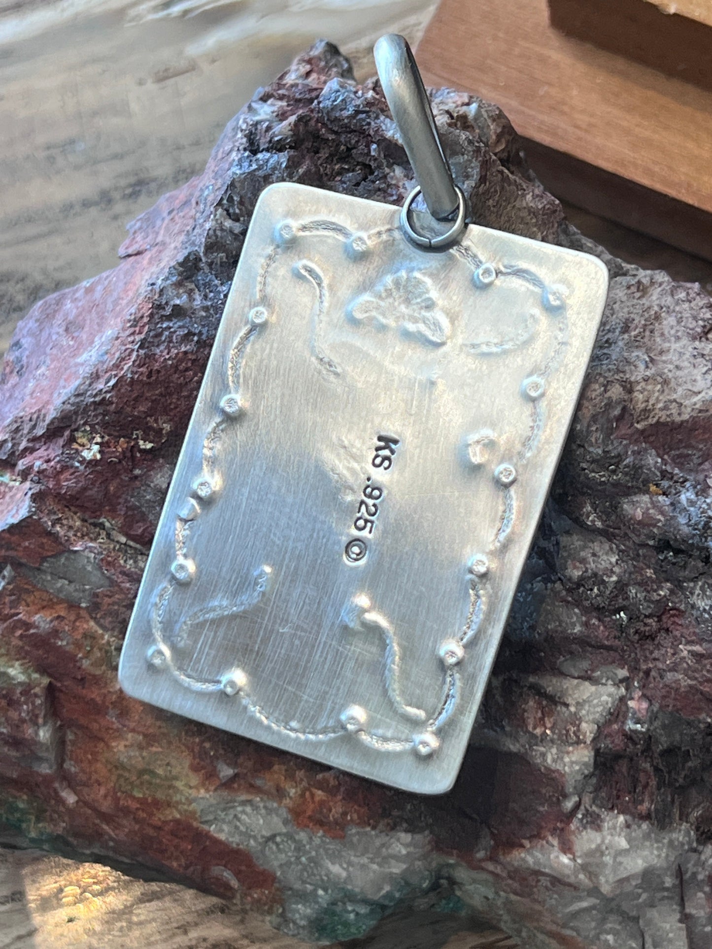 Hand Stamped Sterling Silver Fred Harvey Era Inspired Snake Tag Pendant by Kimari Somers