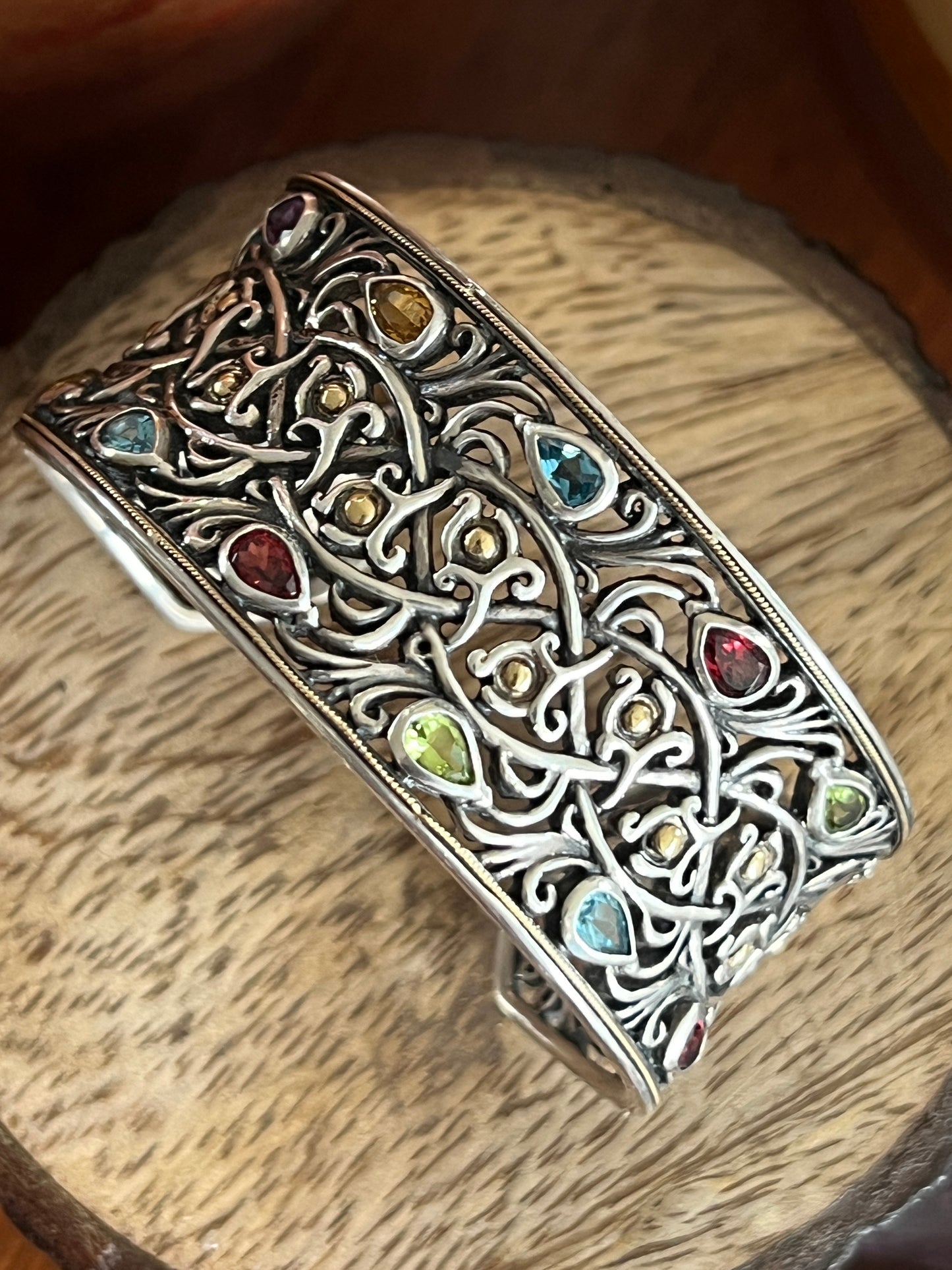 Effy (BH) Sterling, Gemstone and 18kt Gold Accented Cuff Bracelet