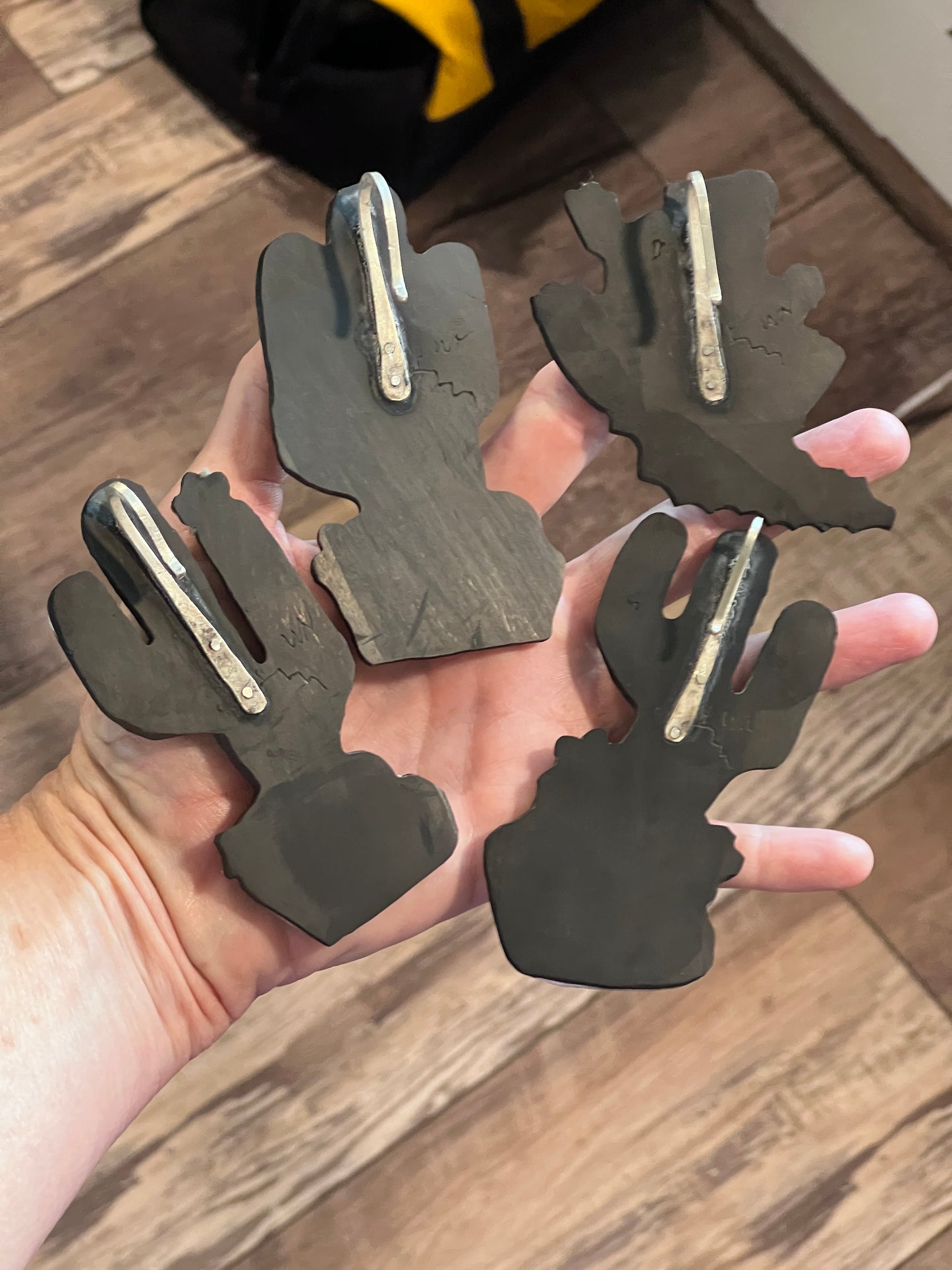 Warren Nieto Sterling Silver and Inlaid Stone Saguaro Cactus & Horned Toad Pendants