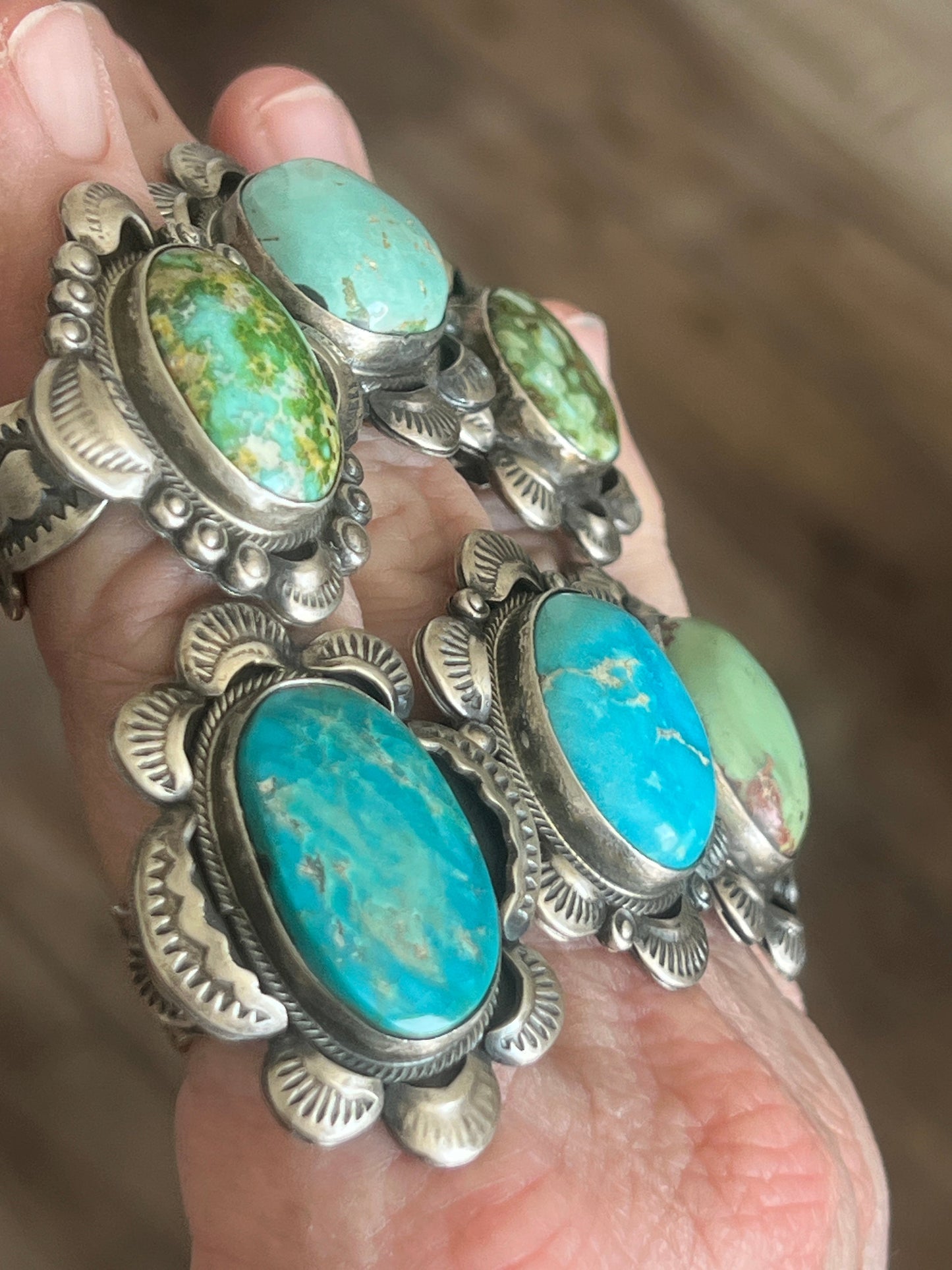 Navajo Sterling Silver and Royston Turquoise Single Stone Ring by Gilbert Tom, Size 8