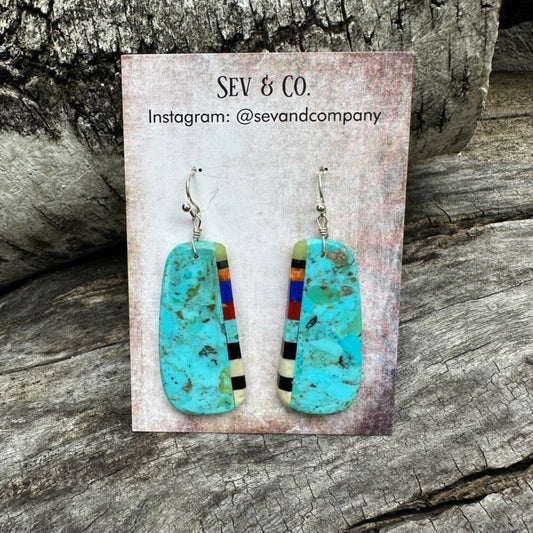 Native Made Santo Domingo Turquoise Inlay Earrings