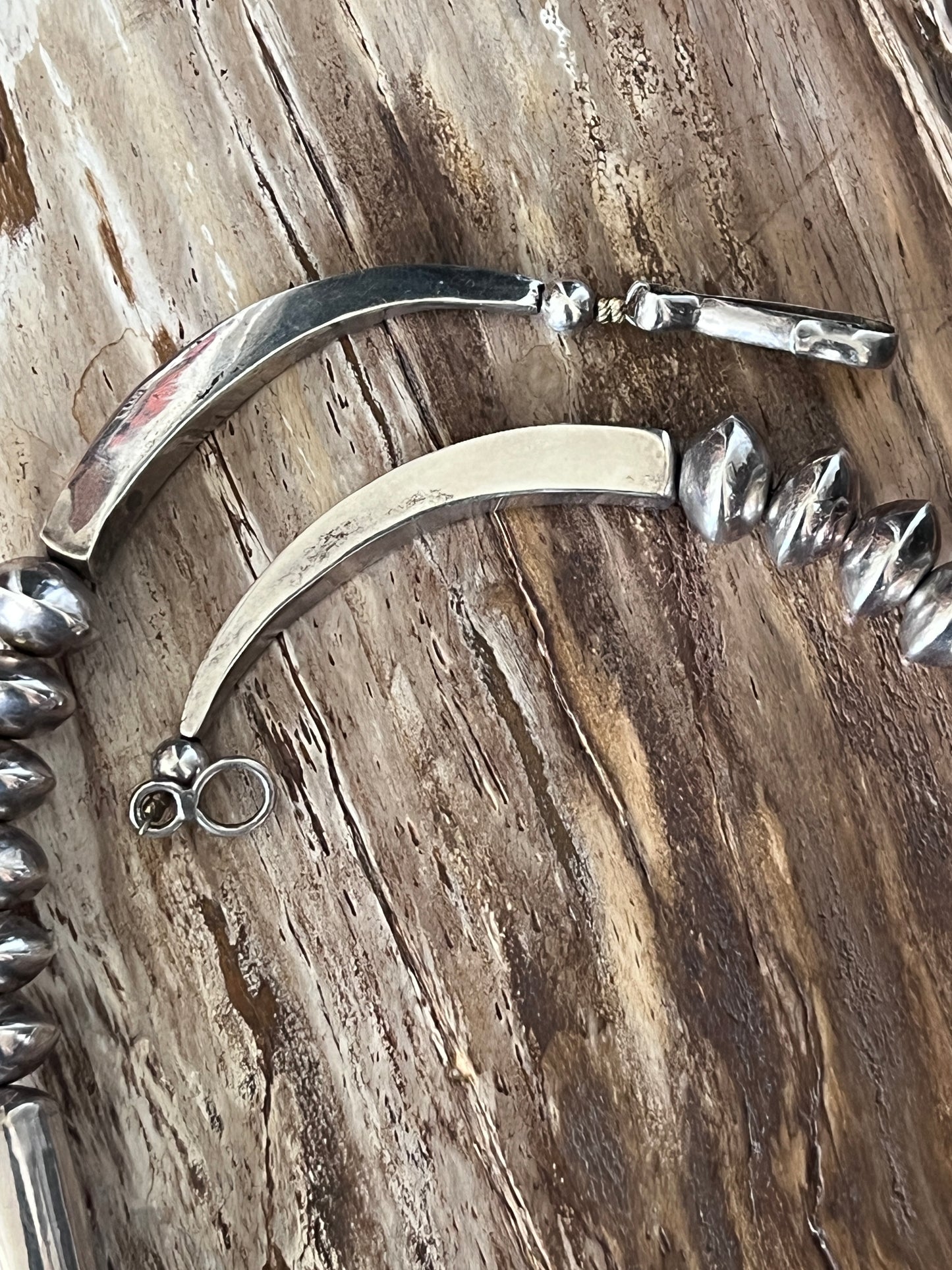 Handcrafted Sterling Silver Beaded Necklace with Bear Pendant, Signed Allan B.