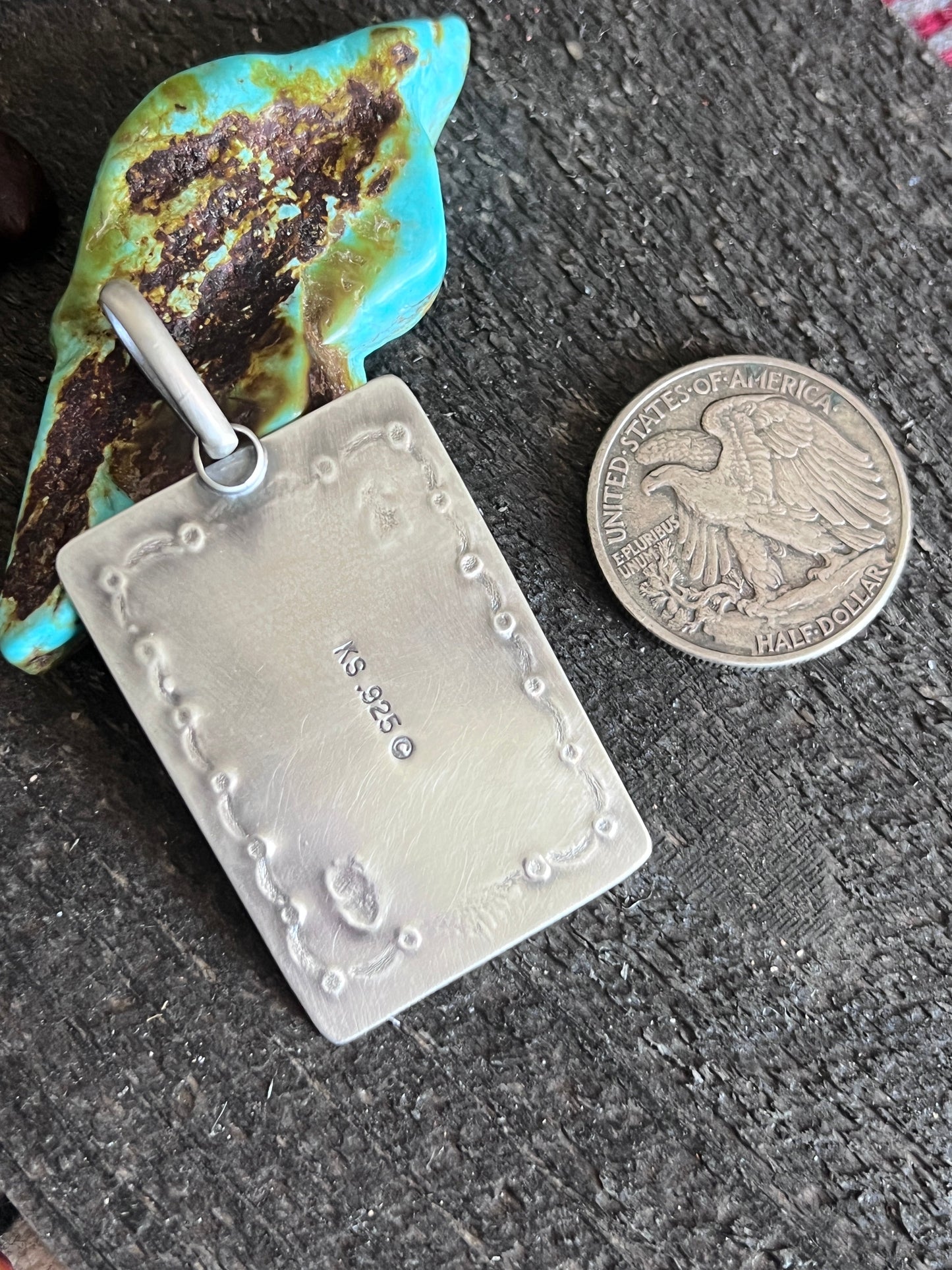 Hand Stamped Sterling Silver Fred Harvey Era Inspired Reverse Arrows Tag Pendant by Kimari Somers