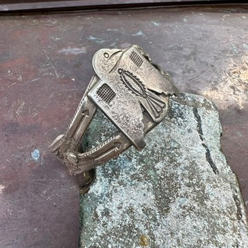Vintage Artisan Made Ingot Silver Thunderbird Cuff Bracelet, by Buffalo