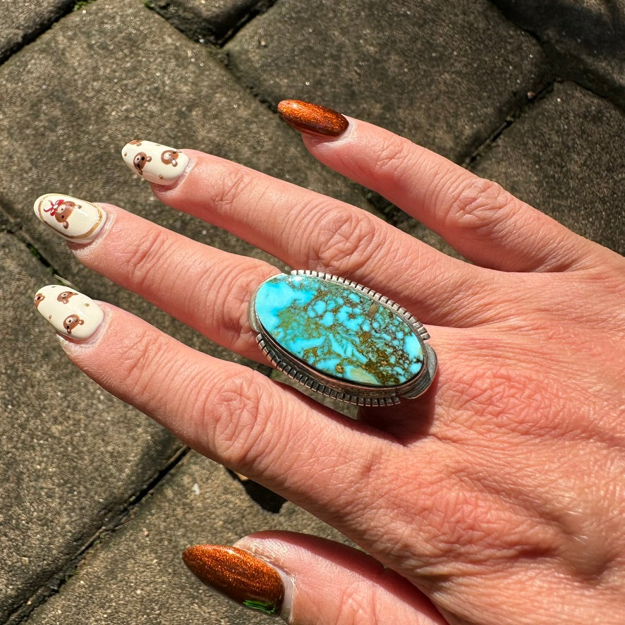 Navajo Sterling Silver and Turquoise Ring Signed by Thomas Francisco