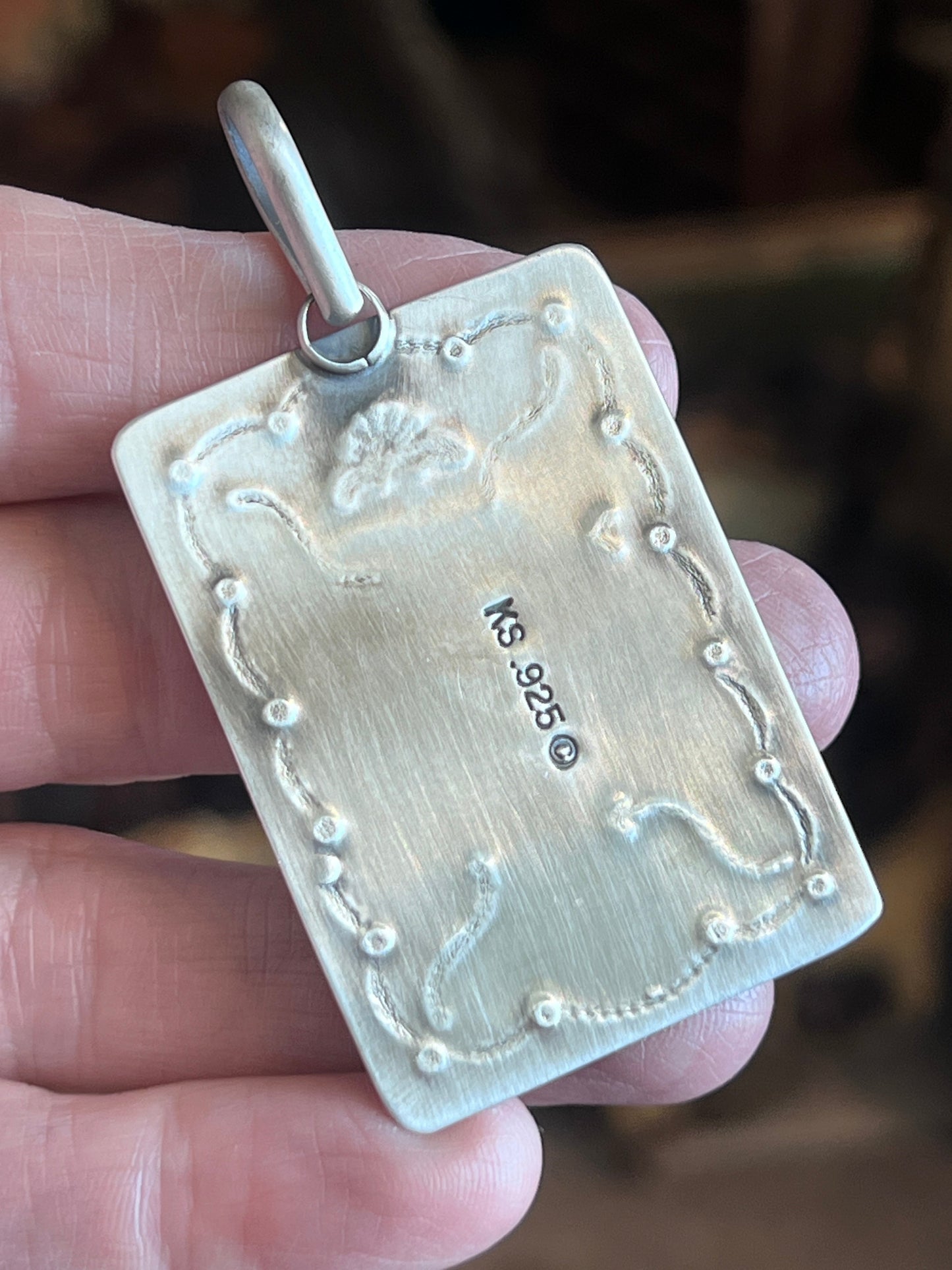 Hand Stamped Sterling Silver Fred Harvey Era Inspired Snake Tag Pendant by Kimari Somers
