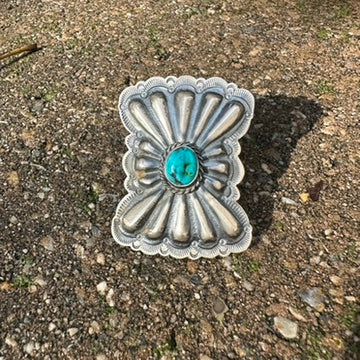 Navajo Sterling Silver and Turquoise Butterfly Concho Ring by Arnold Goodluck