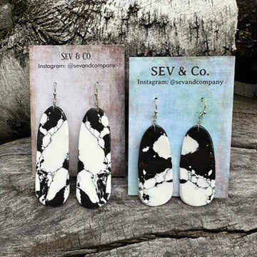 Native Made Sterling Silver and White Buffalo Slab Earrings