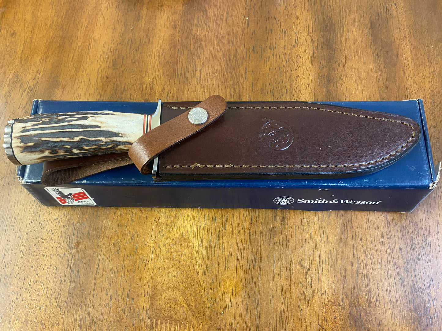 First production Run Smith & Wesson SW-1 Custom Stag Sheath Knife #141