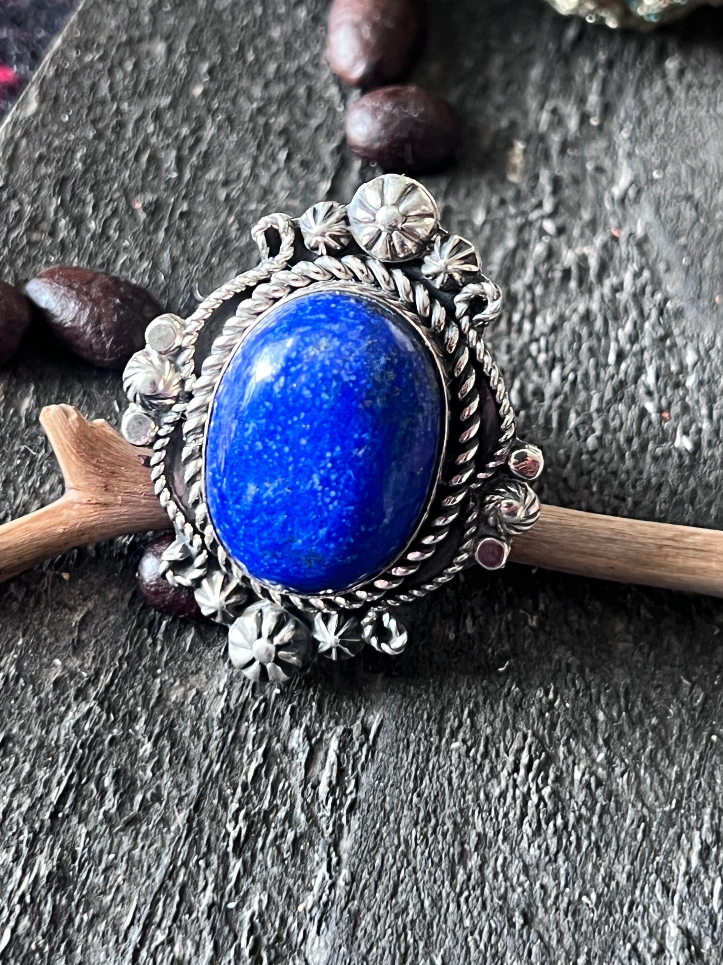 Rosella Paxson Sterling Silver and Lapis Lazuli Single Stone Ring, Size 7-7.5